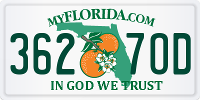 FL license plate 3627OD