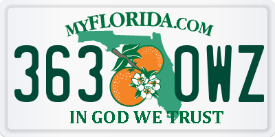 FL license plate 3630WZ