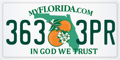FL license plate 3633PR