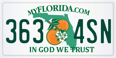 FL license plate 3634SN