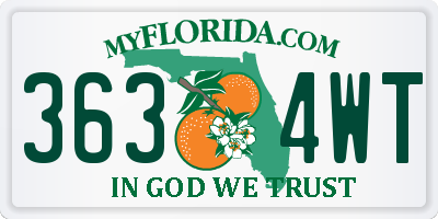 FL license plate 3634WT