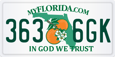 FL license plate 3636GK