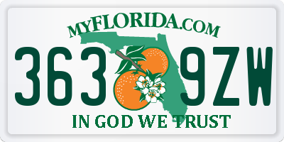 FL license plate 3639ZW
