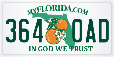 FL license plate 3640AD