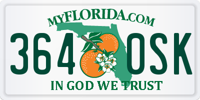 FL license plate 3640SK