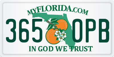 FL license plate 3650PB