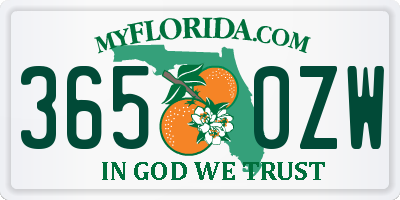 FL license plate 3650ZW