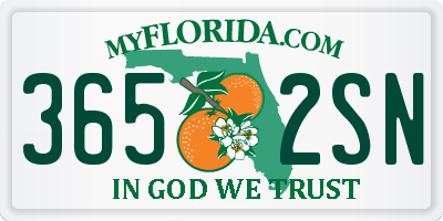 FL license plate 3652SN