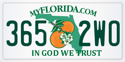 FL license plate 3652WO