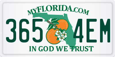 FL license plate 3654EM