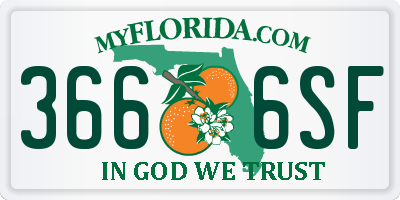 FL license plate 3666SF