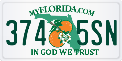 FL license plate 3745SN