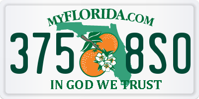 FL license plate 3758SO