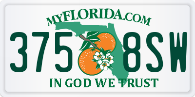 FL license plate 3758SW