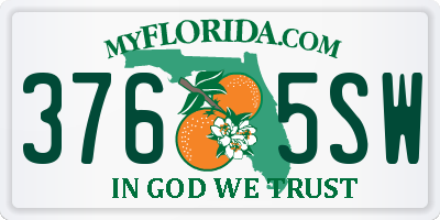 FL license plate 3765SW