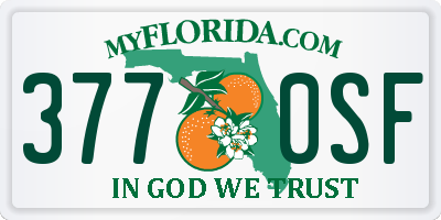 FL license plate 3770SF