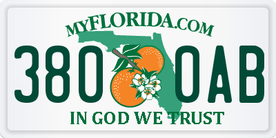FL license plate 3800AB