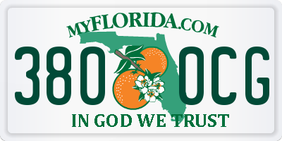 FL license plate 3800CG