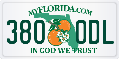 FL license plate 3800DL