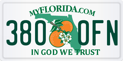FL license plate 3800FN