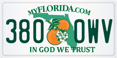 FL license plate 3800WV