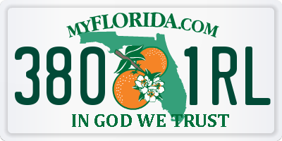 FL license plate 3801RL