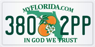 FL license plate 3802PP