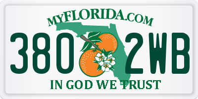 FL license plate 3802WB