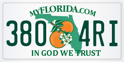 FL license plate 3804RI