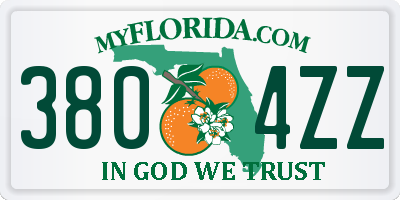 FL license plate 3804ZZ