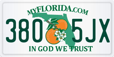 FL license plate 3805JX