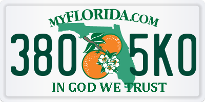 FL license plate 3805KO