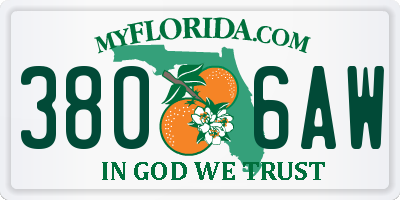 FL license plate 3806AW