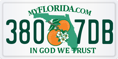FL license plate 3807DB