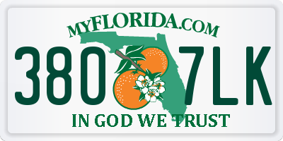 FL license plate 3807LK