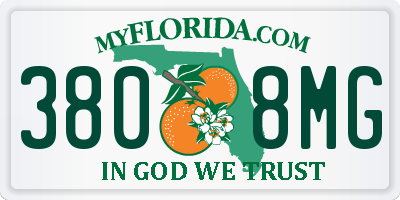 FL license plate 3808MG