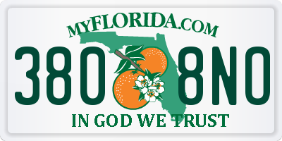 FL license plate 3808NO