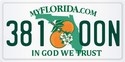 FL license plate 3810ON