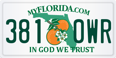 FL license plate 3810WR