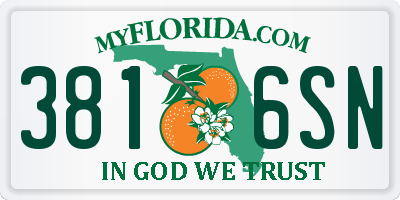 FL license plate 3816SN
