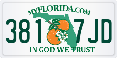 FL license plate 3817JD