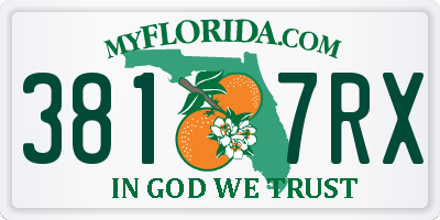 FL license plate 3817RX