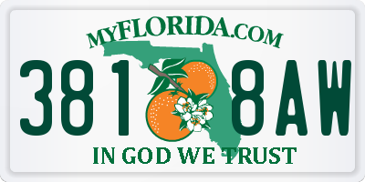 FL license plate 3818AW