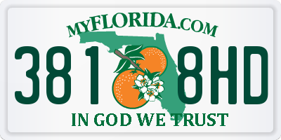 FL license plate 3818HD