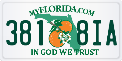 FL license plate 3818IA