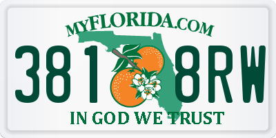 FL license plate 3818RW