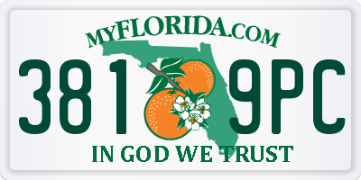 FL license plate 3819PC