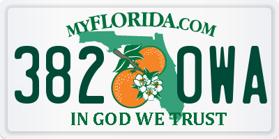 FL license plate 3820WA