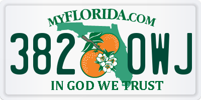 FL license plate 3820WJ