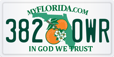 FL license plate 3820WR